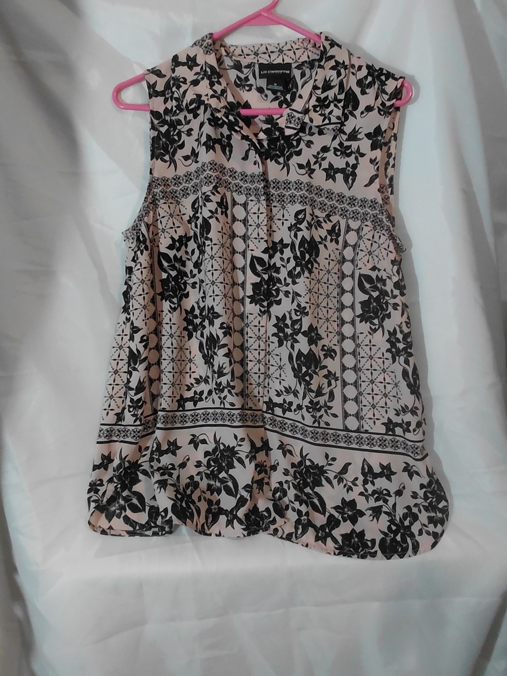 Liz Claiborne Black Floral Print Pink Sleeveless Camisole